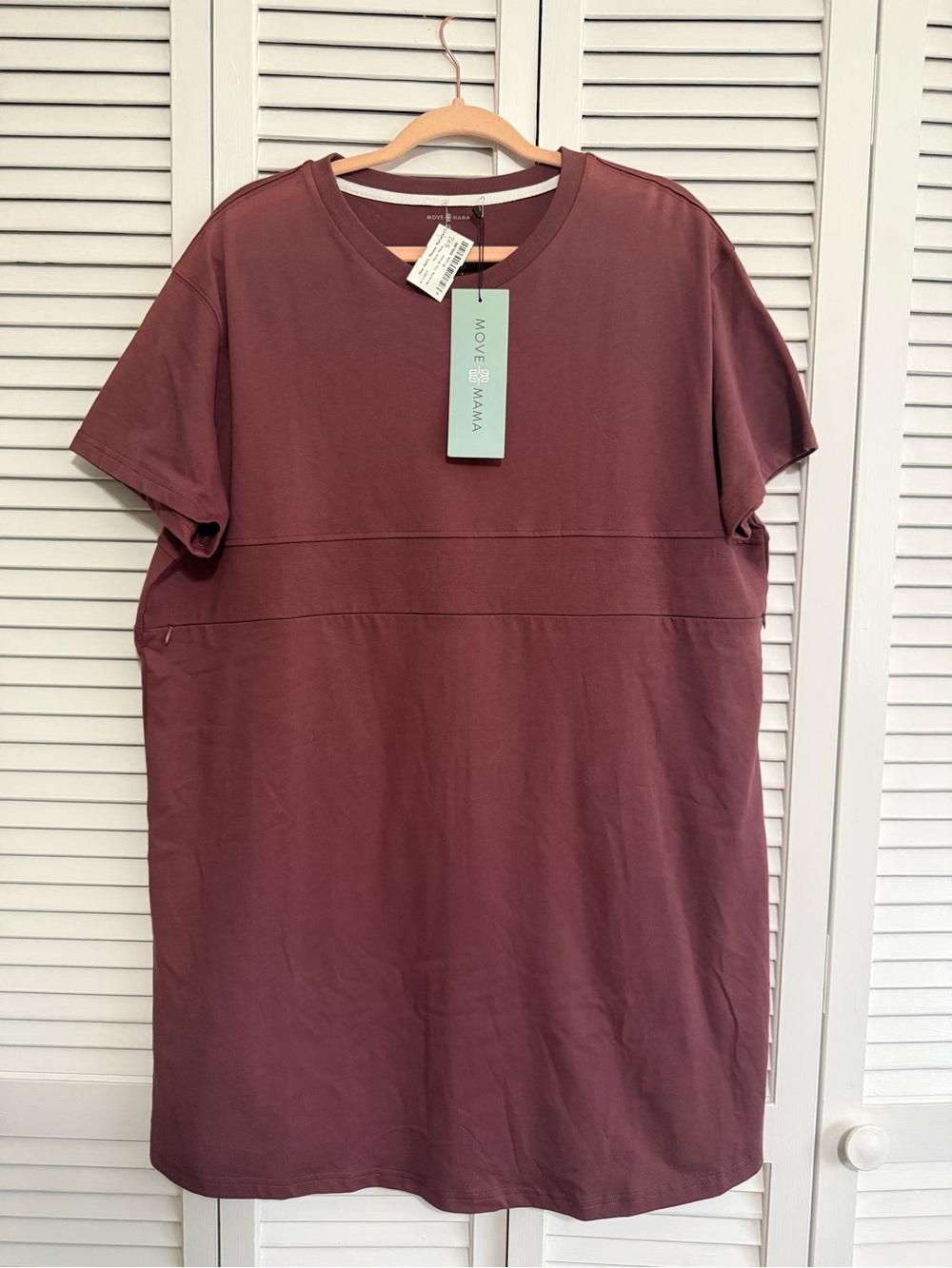Mauve Short-Sleeve Maternity/Postpartum Dress